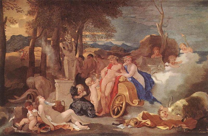 Sebastien Bourdon Bacchus and Ceres with Nymphs and Satyrs oil painting image